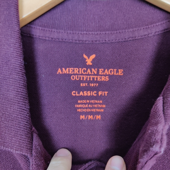 American Eagle Dark Red Polo T-Shirt - Picture 3 of 3